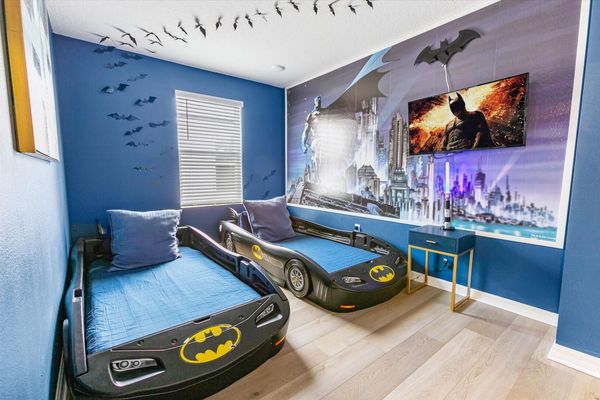 Two Junior Twins Bedroom 7, Upstairs
39" Smart TV
Batman Theme