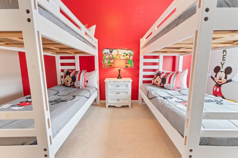 Two Twin/Twin Bunks Bedroom 
Shared Bathroom
Mickey Theme