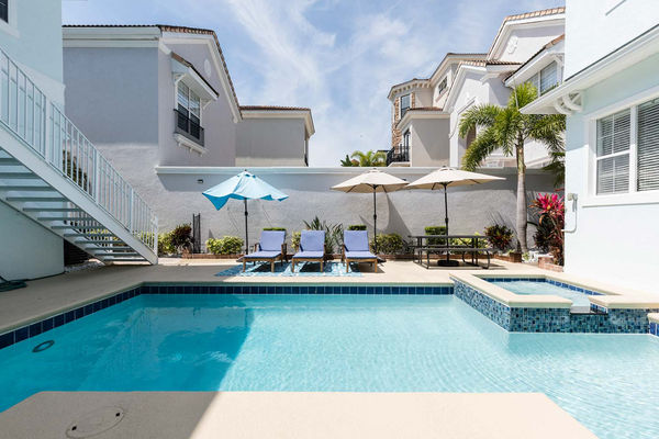 Lay back in the comfort of these loungers with shade