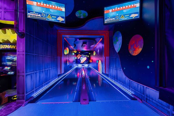 Bowl with the whole family in the custom two lane bowling alley