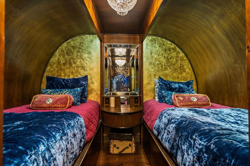 Each Bed has its Own TV with Headphone Jacks, LED light, and USB charger. 2 twin beds at front of train.
