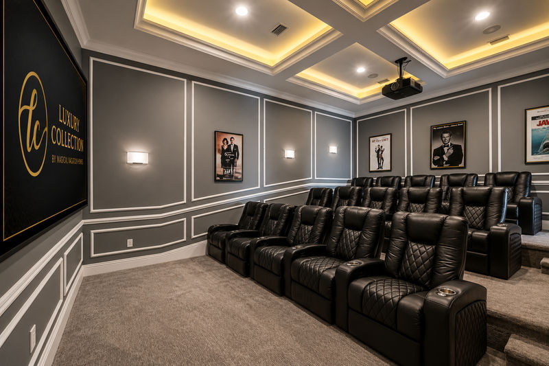 Complete with plush reclining chairs and state-of-the-art surround sound for an immersive cinematic experience.