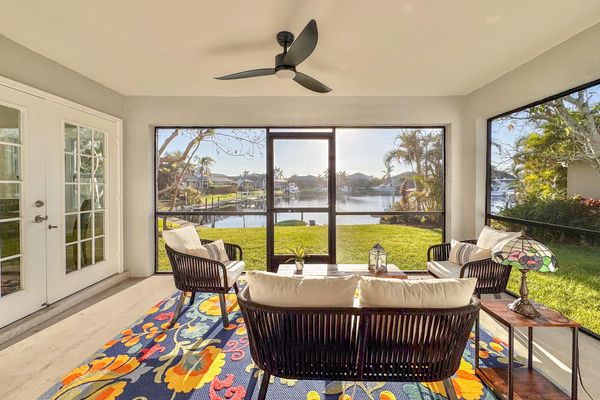 Enclosed back patio overlooking the canal