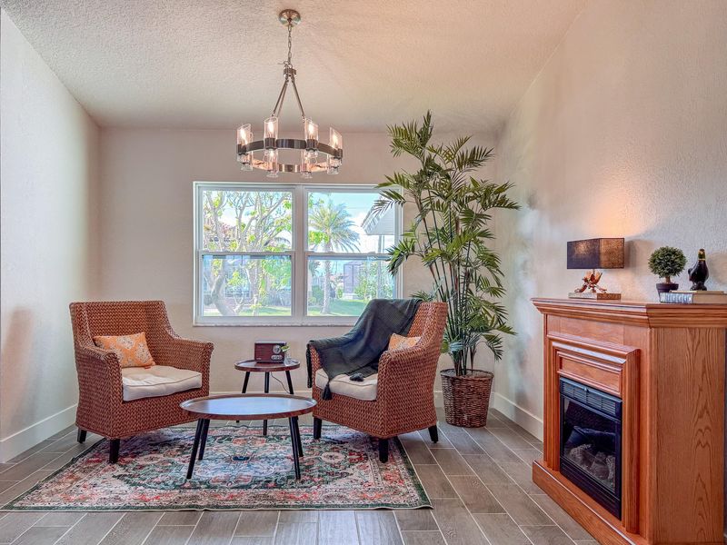 Reading nook with electric fireplace
