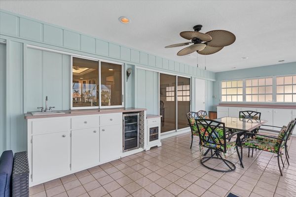 Spacious Florida room overlooking the pool. Florida room features with ample seating, mini fridge, and a dining table that seats 6