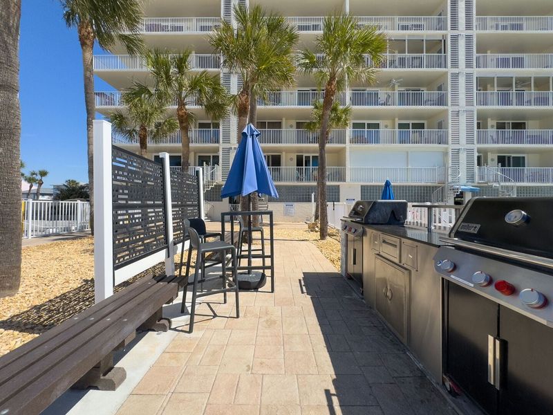 Outdoor shared grill area