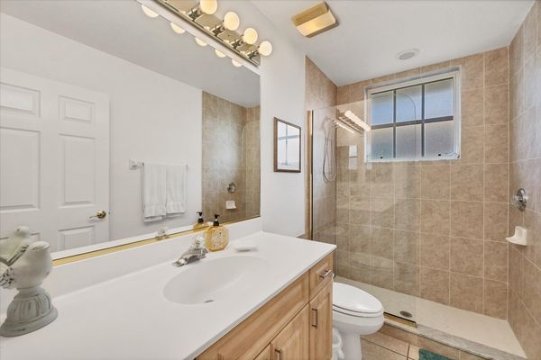 Downstairs guest bathroom with walk-in shower