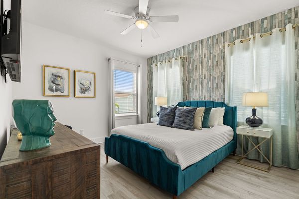Sink into comfort with this indulgent Queen bed, offering a serene and inviting space for unwinding and relaxation