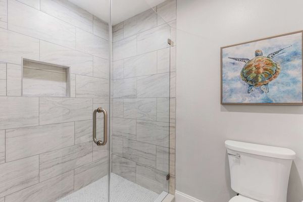 Contemporary bathroom with a glass shower