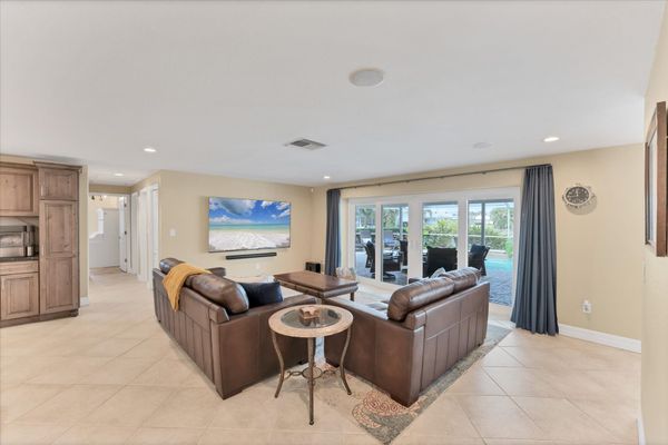Living Room overlooking the pool and canal
