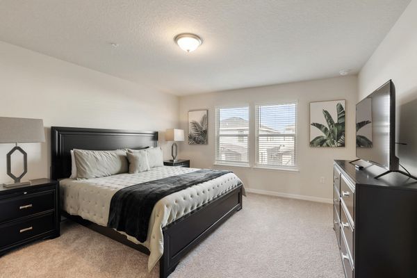 Master King Bedroom 1 Upstairs Attached Bathroom 50" Roku TV