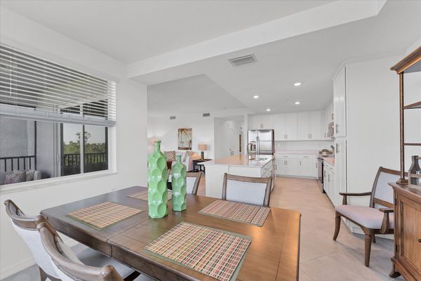 Dining table seats 6 with seating for 3 more at kitchen island