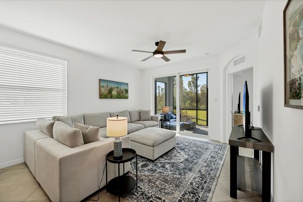 Comfy living room overlooking the nature preserve