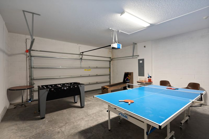 Game Room Downstairs Ping Pong Foosball Ball Arcade Has AC