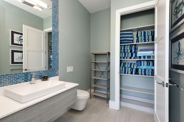 A perfect place to keep stocked with fresh pool towels