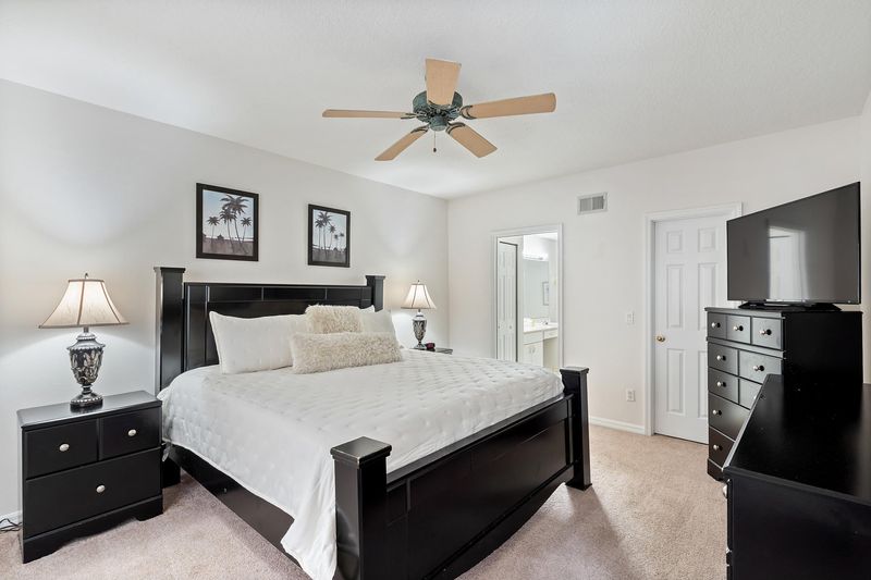 Master King Bedroom 1 Downstairs Attached Bathroom 48" TV