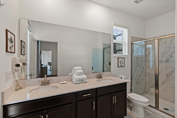 Master King Bathroom 1 Downstairs 
Shower Door to Pool