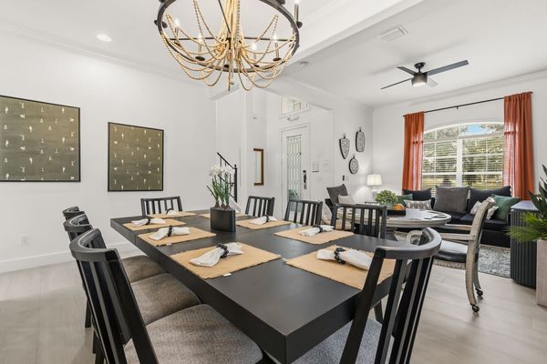 Gather around the dining room table with seating for 8 to enjoy meals together