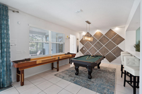 Living Room Game Area Pool Table Shuffleboard