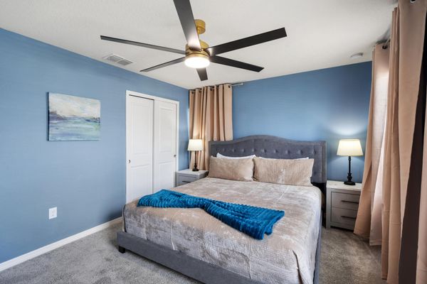 King Suite Bedroom 2 Upstairs Attached Bathroom 55" Roku TV