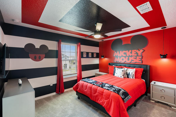 Queen Bedroom 4 Upstairs Shared Bathroom 43" Roku TV Mickey Theme