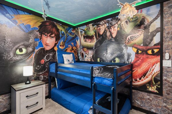 Twin/Twin Bunk + Twin Bedroom 8 Upstairs 50" Roku TV Shared Bathroom How to Train Your Dragon