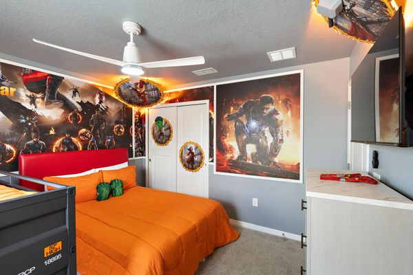 Twin/Twin Bunk + Double Bedroom 7 Upstairs Shared Bathroom  Avengers Infinity Theme