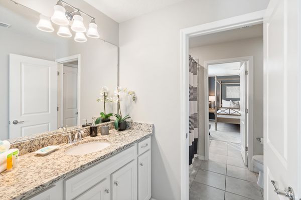 Jack N Jill Bathroom 5 Upstairs Tub/Shower Combo 
(Beds 6 & 7)