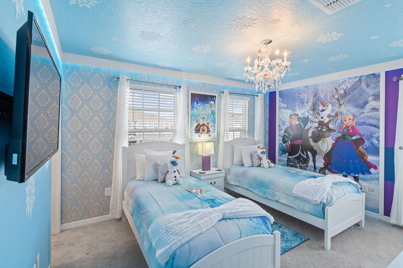 Two Twins Suite Bedroom 2 Upstairs Attached Bathroom 43" Roku TV
Frozen Theme