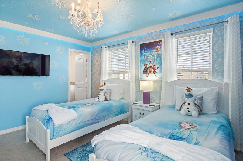 Two Twins Suite Bedroom 2 Upstairs Attached Bathroom 43" Roku TV
Frozen Theme