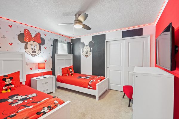 Two Twins Bedroom 8 Upstairs 43" Roku TV Mickey Theme