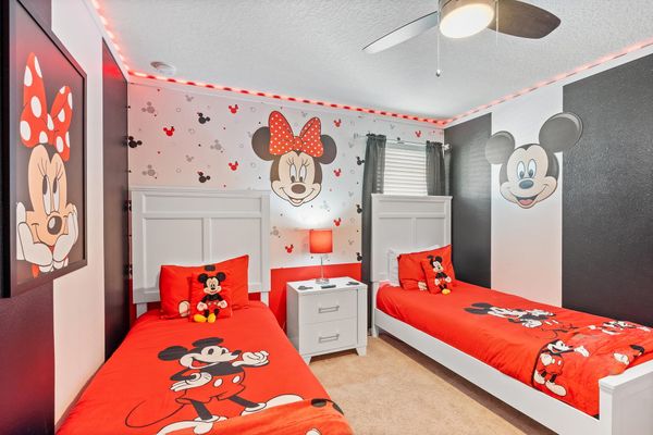 Two Twins Bedroom 8 Upstairs 43" Roku TV Mickey Theme