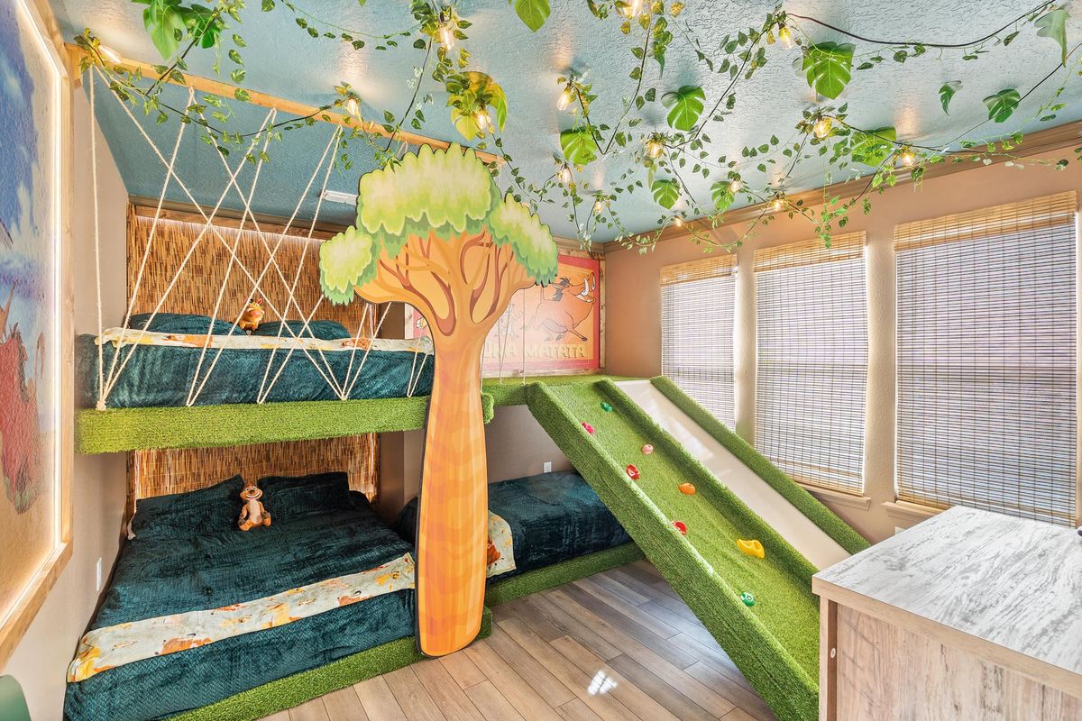 Double/Double Bunk + Twin Bedroom 10 Upstairs 50" Roku TV Lion King Theme