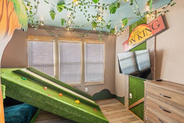 Double/Double Bunk + Twin Bedroom 10 Upstairs 50" Roku TV Lion King Theme