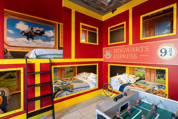 Game Room / Bedroom 8 
Three Double/Double Bunks
65" Roku TV
Two 32" Roku TVs with Game Consoles
Foosball  Air Hockey