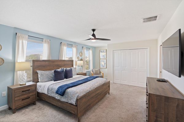 Master King Bedroom 1 Upstairs Attached Bathroom 55" Smart TV