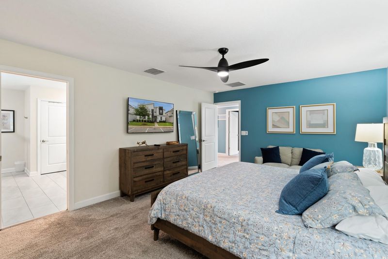 Master King Bedroom 1 Upstairs
Attached Bathroom 55" Smart TV