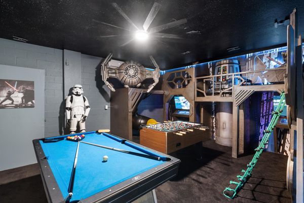 2/43" Roku TVs with Game Consoles Pool Table FoosBall Climbing Equipment Star Wars Theme