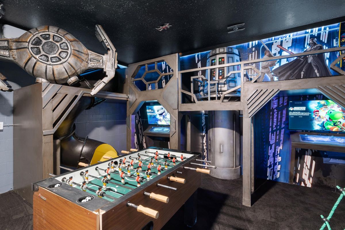 2/43" Roku TVs with Game Consoles Pool Table FoosBall Climbing Equipment Star Wars Theme