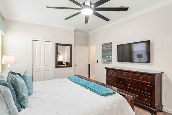 Master King Bedroom 1 Downstairs Attached Bathroom 50" Roku TV