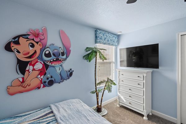 Two Doubles Bedroom 7 Upstairs 50" Roku TV Lilo & Stitch Theme