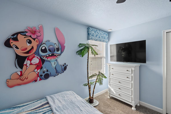 Two Doubles Bedroom 7 Upstairs 50" Roku TV Lilo & Stitch Theme