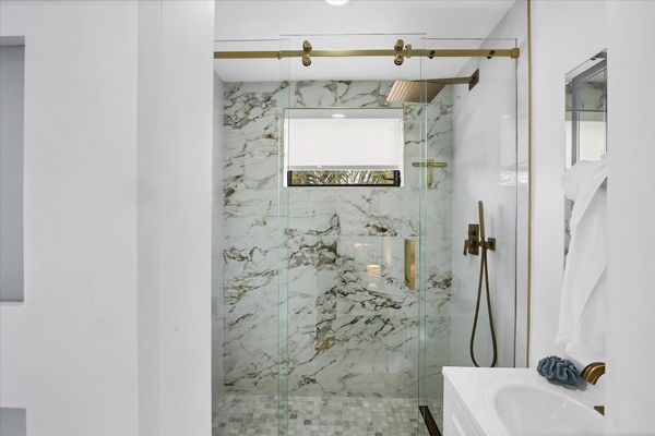 King suite attached bathroom with walk-in shower
