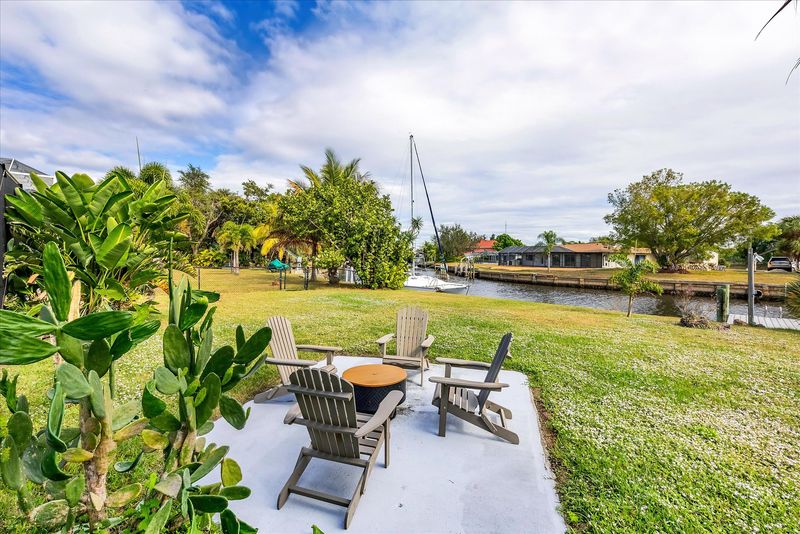Fire pit area overlooking the water