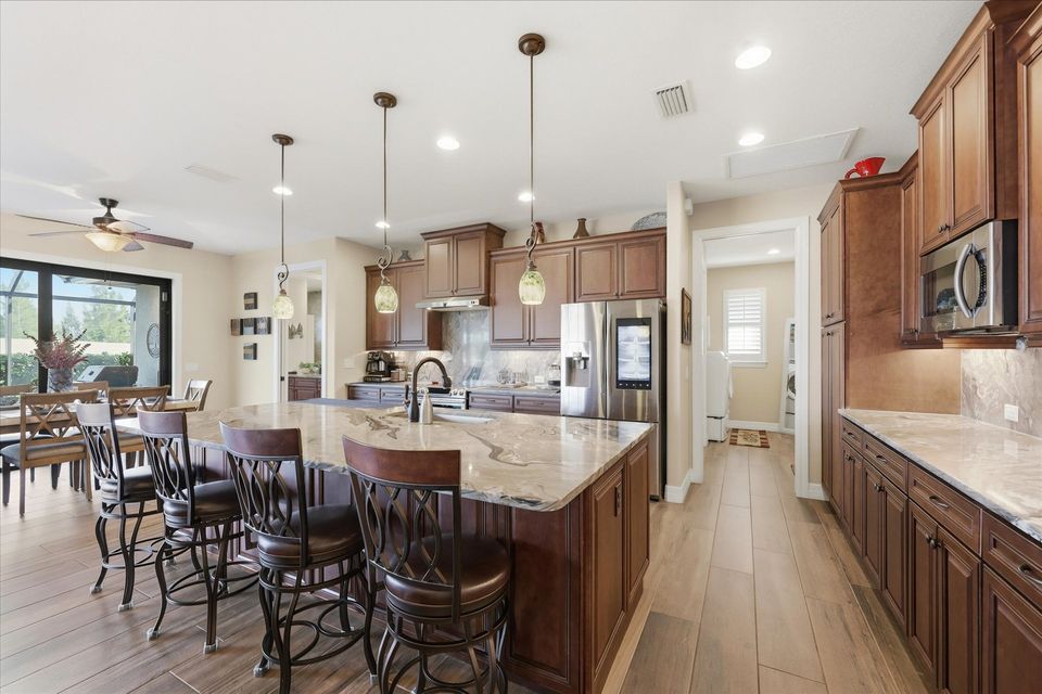 Beautiful, fully-equipped kitchen overlooking the living room and dining area
