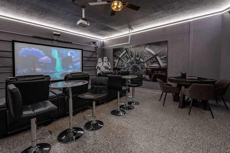 Theater Room 120" Projection Screen, Sound System, PS5, Has AC