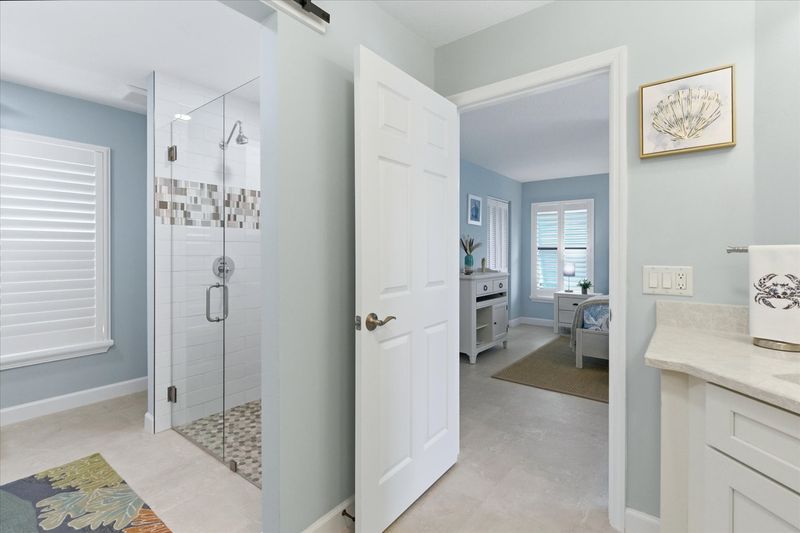 Attached Master Bathroom - walk-in shower, double vanities