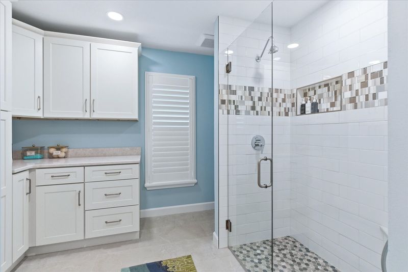 Attached Master Bathroom - walk-in shower, double vanities