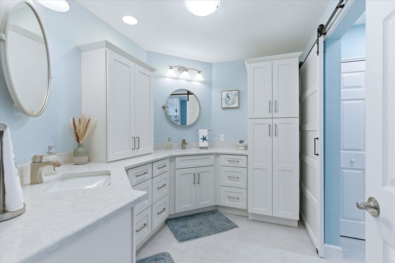 Attached Master Bathroom - walk-in shower, double vanities