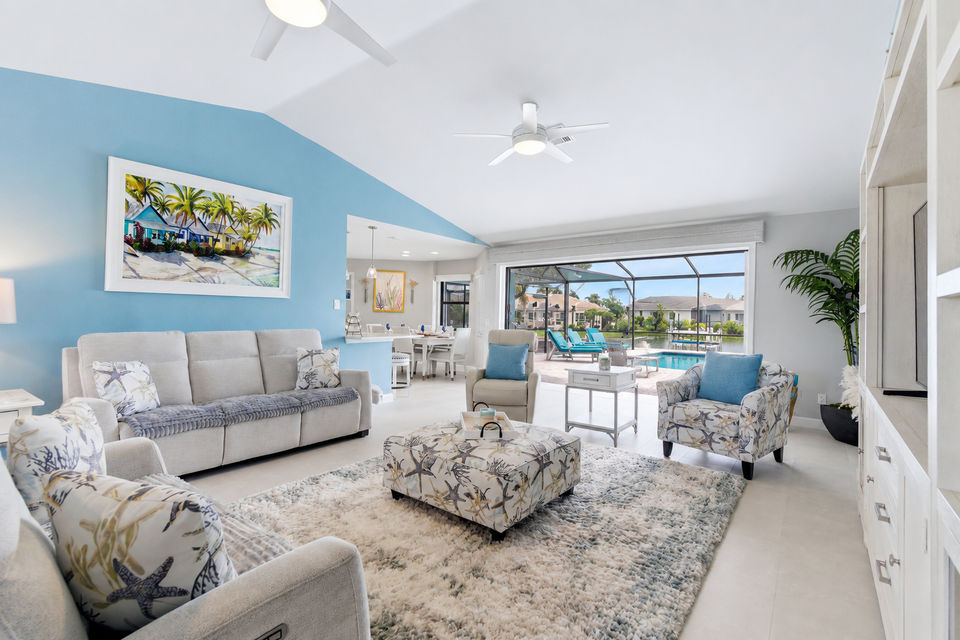 Bright, open living area with access to the lanai
